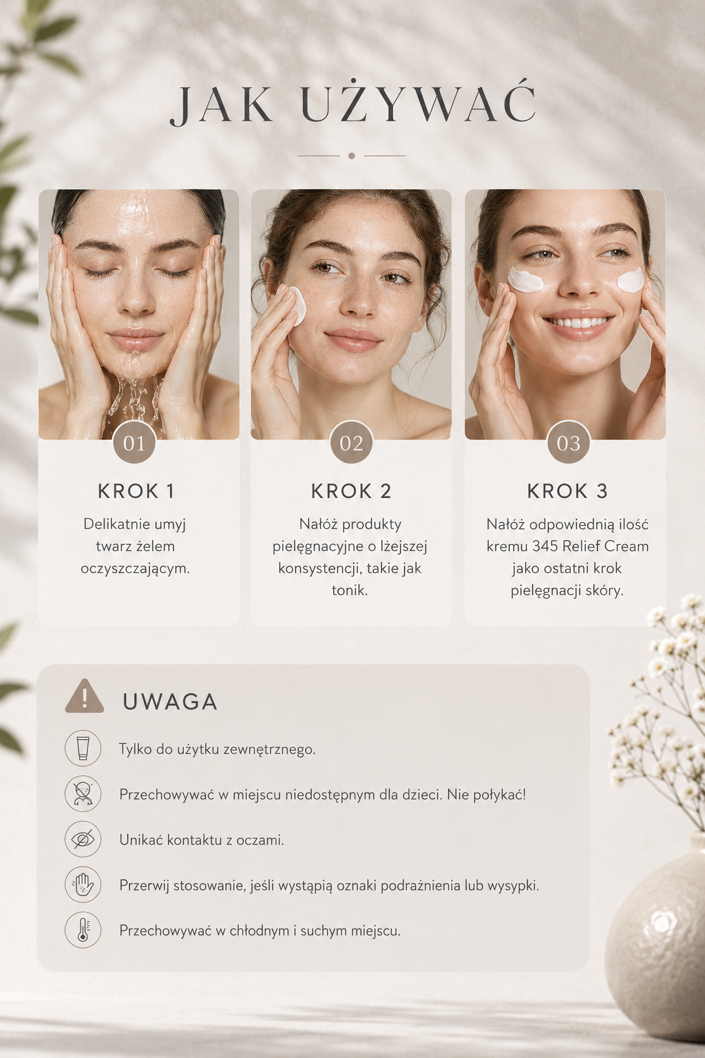 345 Soothing Cream Koreański Krem Łagodzący i Nawilżający do Twarzy oraz Punktowy na Niedoskonałości