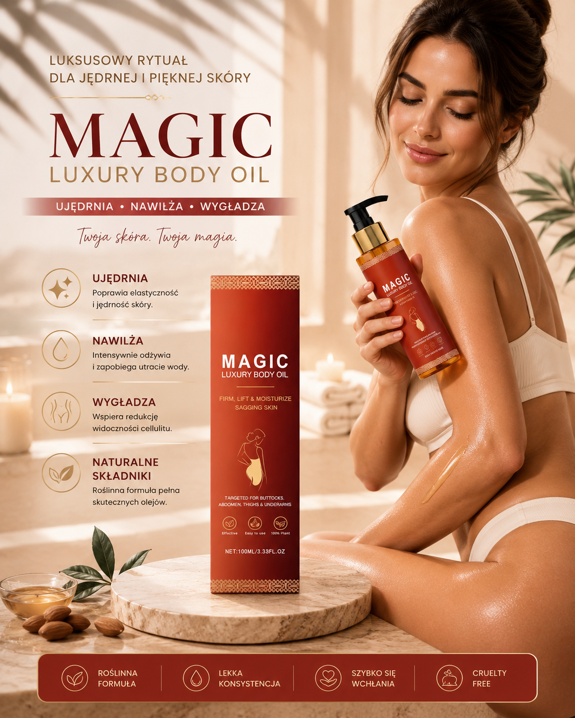 Olejek Ujędrniający Premium – Intensywne Nawilżenie i Wygładzenie Skóry - 100ml