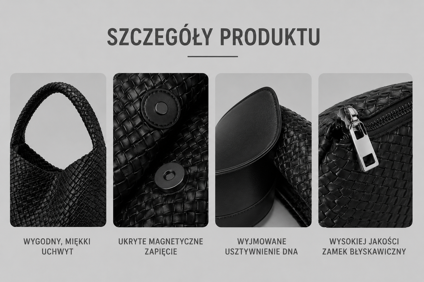 Torebka Damska Pleciona XXL – Shopperka na Ramię z Etui, Miękka Skóra PUSummer Beach Travel Tote Bag with Purse