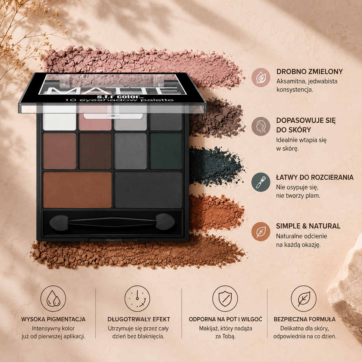 Blana – 10 Kolorowa Paleta Cieni Nude - Pumpkin - Smoky Eye