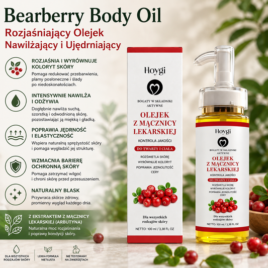 Bearberry Body Oil z Arbutyną 100ml – Rozjaśniający Olejek Nawilżający i Ujędrniający