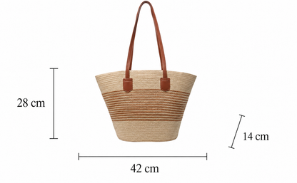 Duża Pleciona Torebka Słomkowa Damska XXL na Plażę i Wakacje – Beżowa Torba Shopper z Dużą Pojemnością