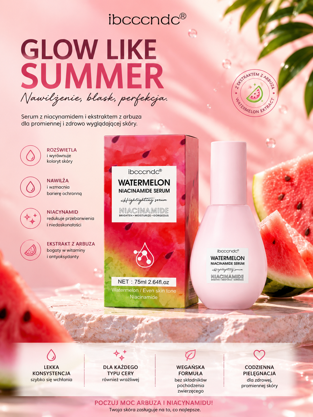 Watermelon Glow Niacinamide Dew Drops – Serum Rozświetlające i Baza pod Makijaż 75 ml