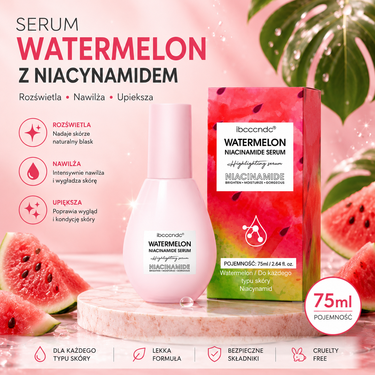 Watermelon Glow Niacinamide Dew Drops – Serum Rozświetlające i Baza pod Makijaż 75 ml