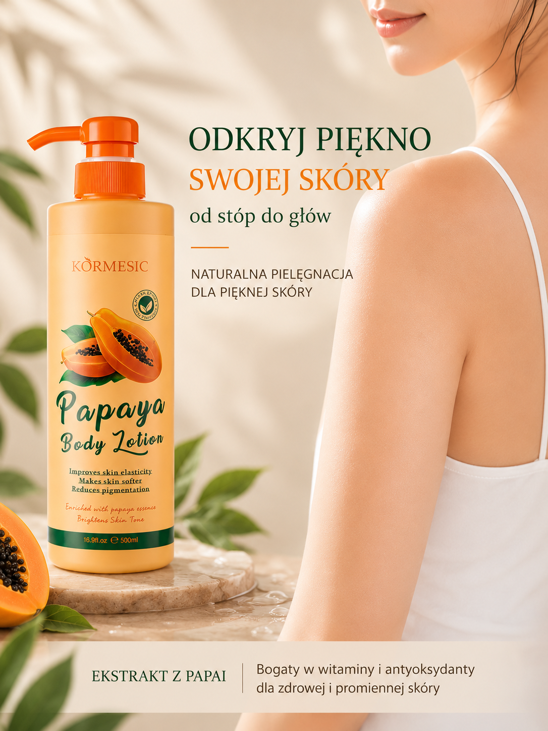 Papaya Glow Body Lotion 500 ml – Nawilżający Balsam do Ciała z Papają - Wygładza i Odżywia Skórę