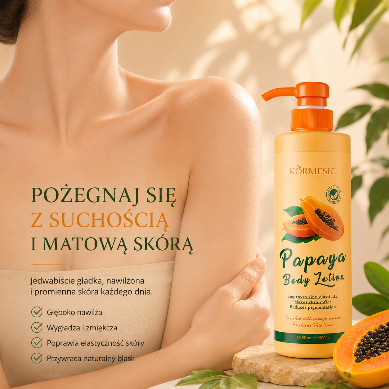 Papaya Glow Body Lotion 500 ml – Nawilżający Balsam do Ciała z Papają - Wygładza i Odżywia Skórę