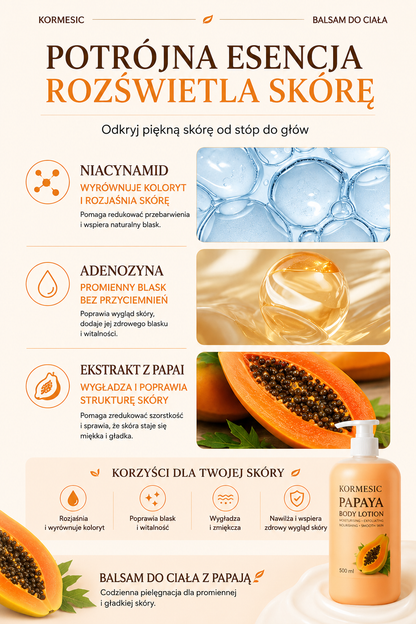 Papaya Glow Body Lotion 500 ml – Nawilżający Balsam do Ciała z Papają - Wygładza i Odżywia Skórę