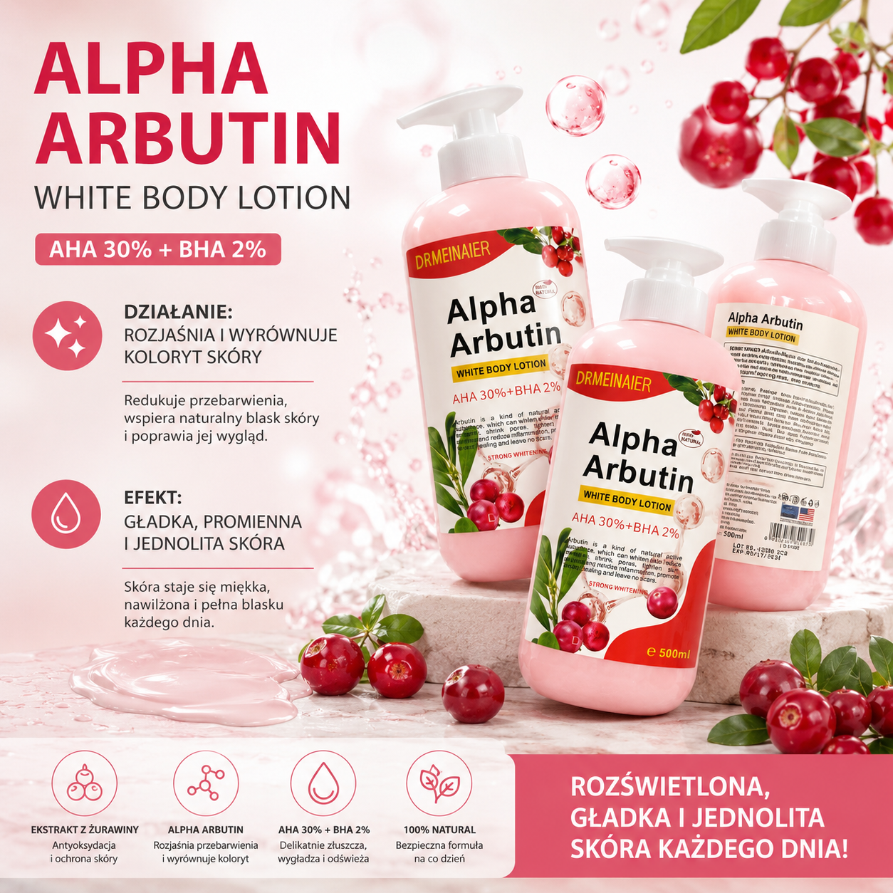 Alpha Arbutin Brightening Body Lotion 500 ml – Rozświetlający Balsam do Ciała