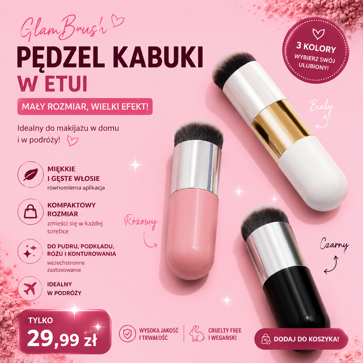 Pędzel do podkładu i korektora Flat Chubby – precyzyjna aplikacja BB, CC i Foundation