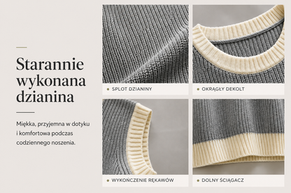 Damska Dzianinowa Kamizelka Sweter Bezrękawnik Oversize – Okrągły Dekolt