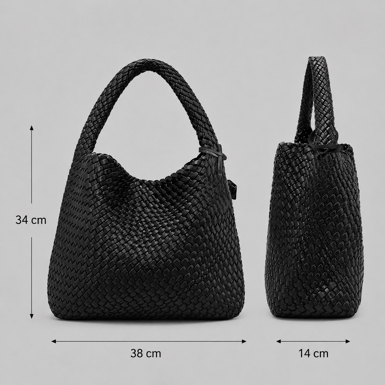 Torebka Damska Pleciona XXL – Shopperka na Ramię z Etui, Miękka Skóra PUSummer Beach Travel Tote Bag with Purse