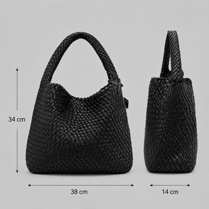 Torebka Damska Pleciona XXL – Shopperka na Ramię z Etui, Miękka Skóra PUSummer Beach Travel Tote Bag with Purse