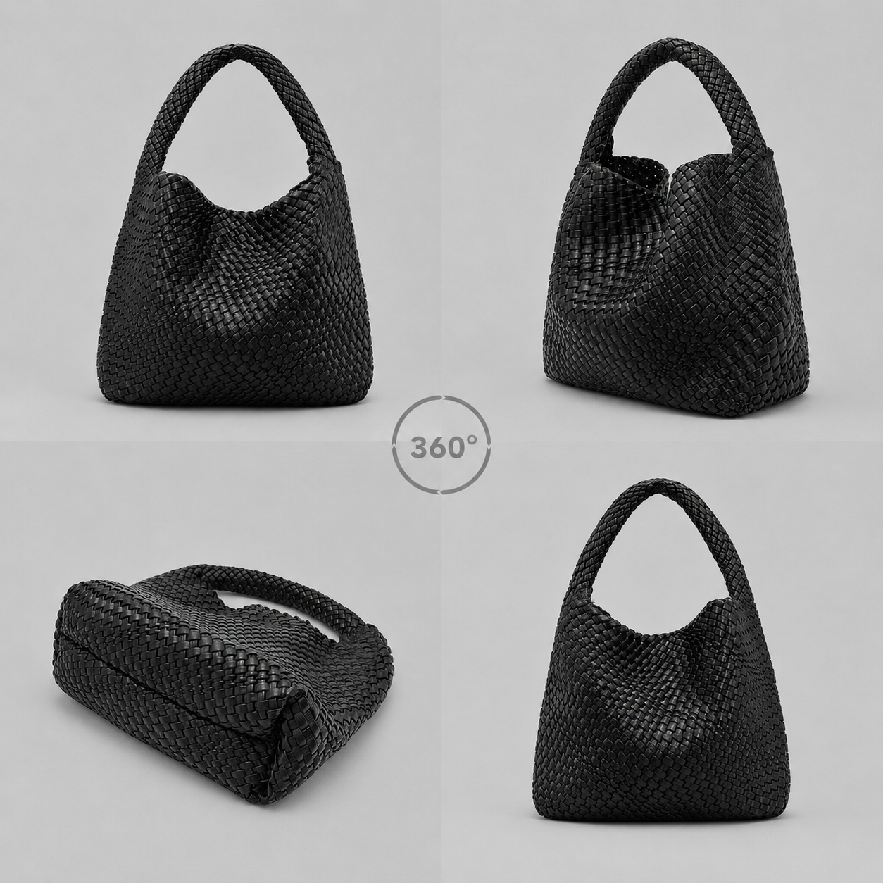 Torebka Damska Pleciona XXL – Shopperka na Ramię z Etui, Miękka Skóra PUSummer Beach Travel Tote Bag with Purse