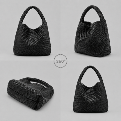 Torebka Damska Pleciona XXL – Shopperka na Ramię z Etui, Miękka Skóra PUSummer Beach Travel Tote Bag with Purse