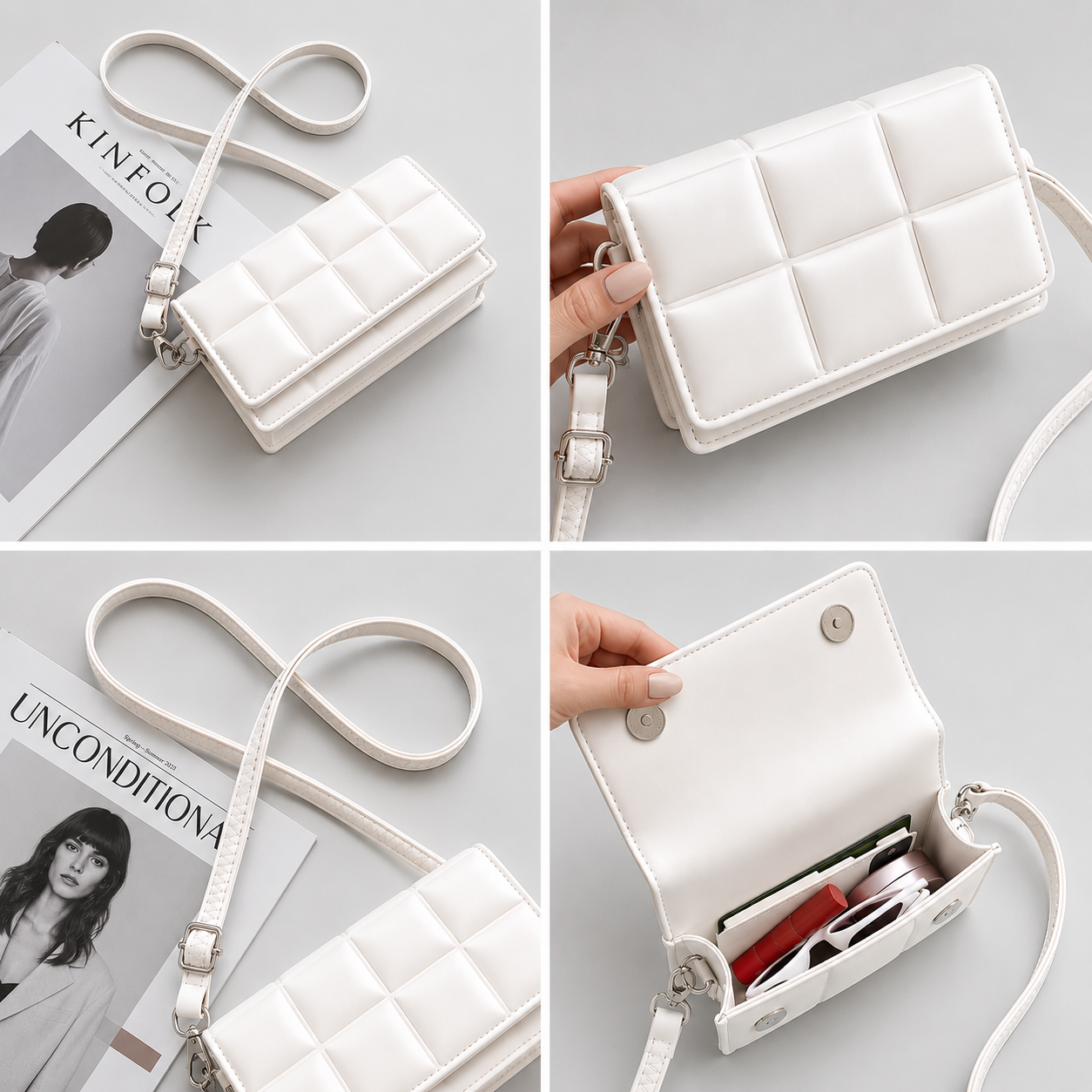 Torebka damska na ramię i crossbody z ekoskóry – elegancka pikowana listonoszka z uchwytem