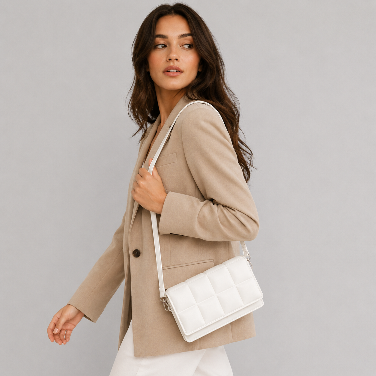 Torebka damska na ramię i crossbody z ekoskóry – elegancka pikowana listonoszka z uchwytem