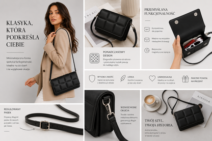 Torebka damska na ramię i crossbody z ekoskóry – elegancka pikowana listonoszka z uchwytem