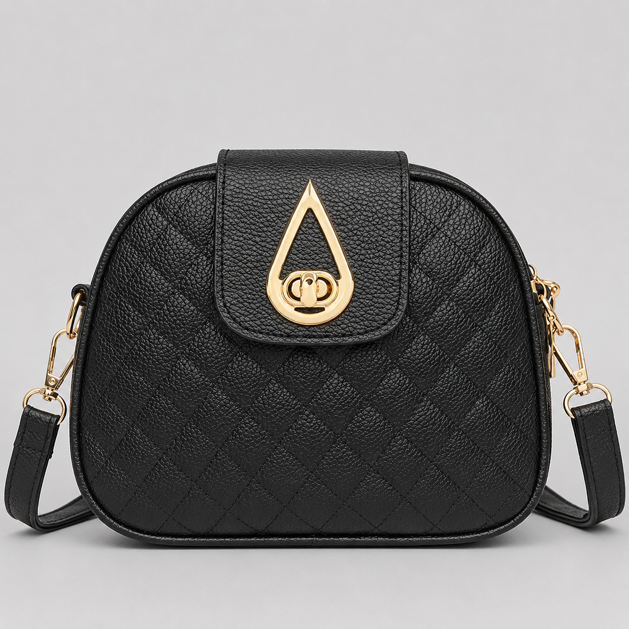 Czarna pikowana torebka damska crossbody – elegancka listonoszka z podwójną komorą
