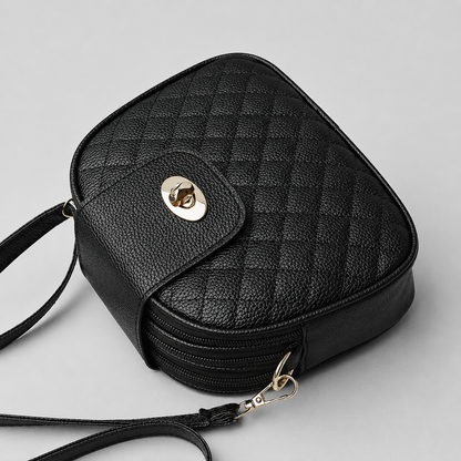 Czarna pikowana torebka damska crossbody – elegancka listonoszka z podwójną komorą