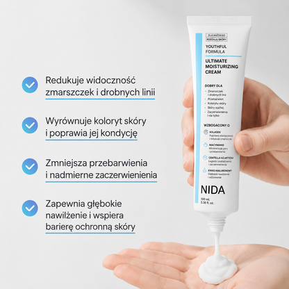 Krem nawilżający do twarzy NIDA – naturalne składniki, szybkie wchłanianie, 100ml