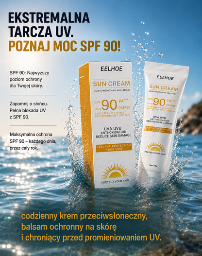 Krem z Filtrem SPF 90 do Twarzy i Ciała – Rozświetlający Krem Przeciwsłoneczny, Kontrola Sebum, Nawilżający, Codzienna Ochrona UV