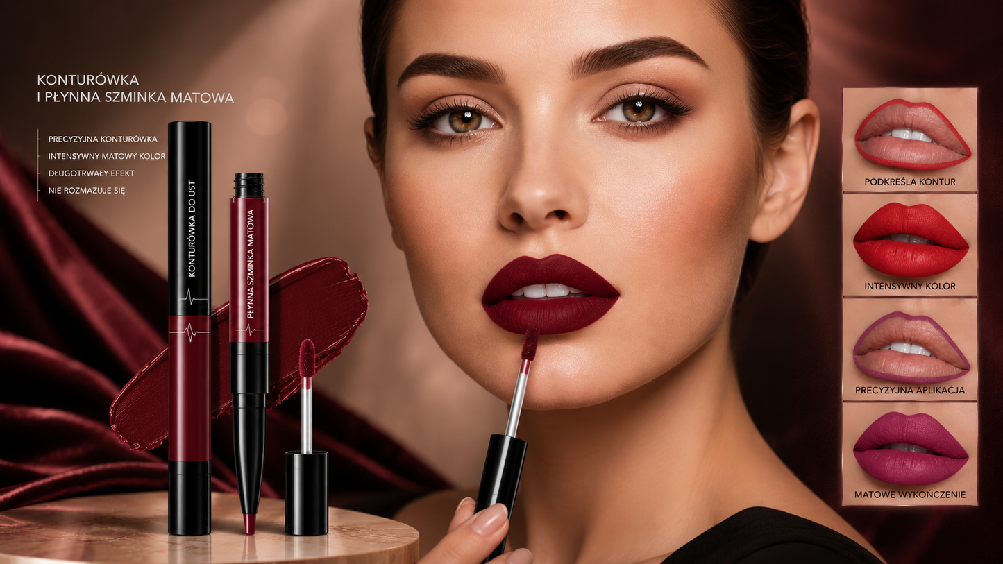 Ultra Precyzyjna Wodoodporna Konturówka do Ust – Trwały Pigment & Idealny Kontur  16 Kolorów