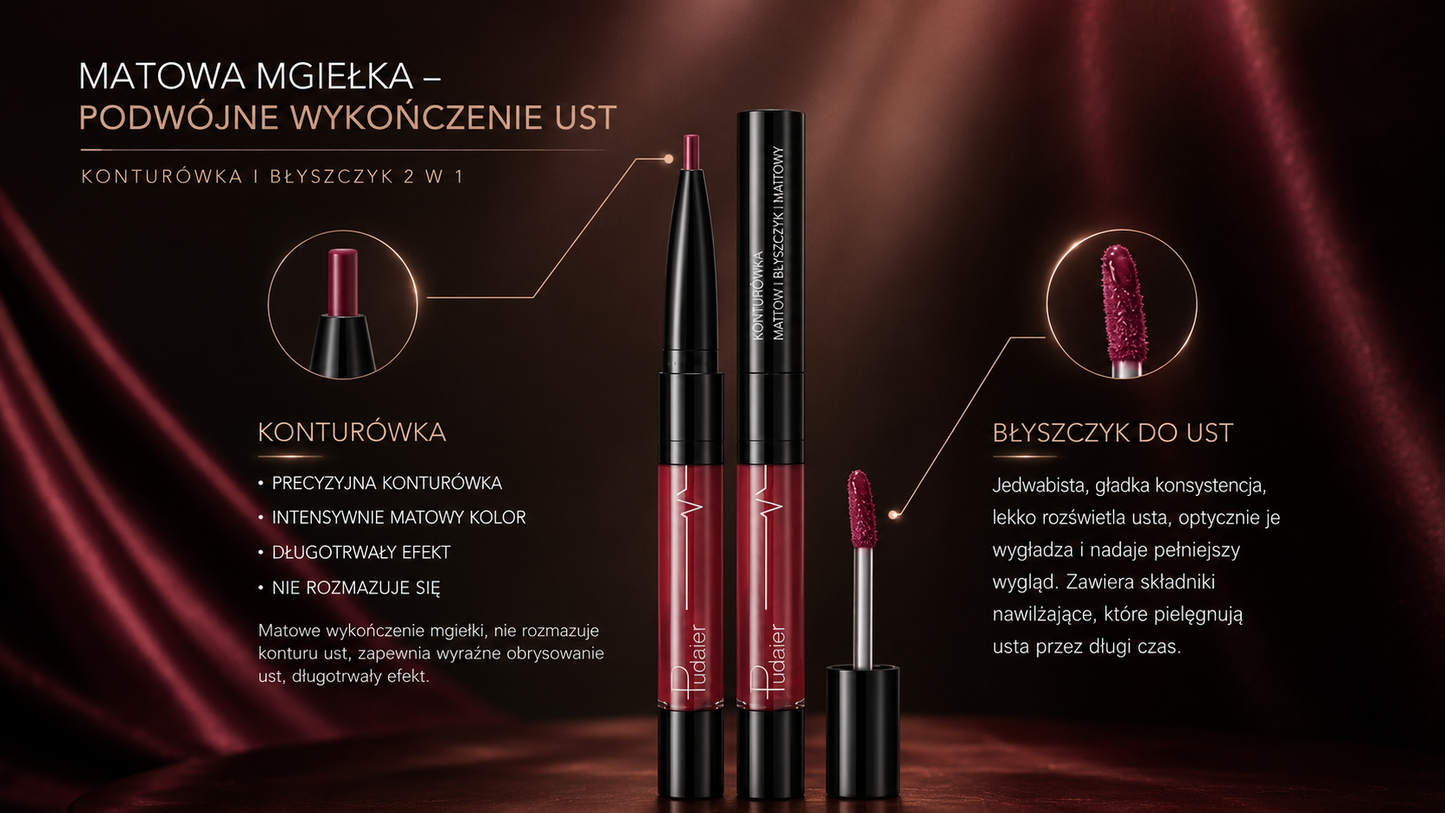 Ultra Precyzyjna Wodoodporna Konturówka do Ust – Trwały Pigment & Idealny Kontur  16 Kolorów