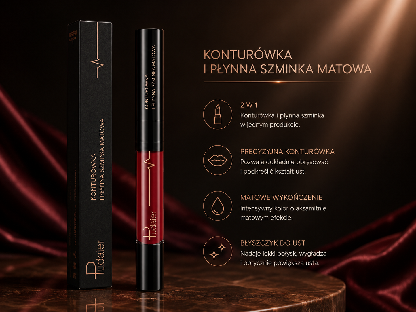 Ultra Precyzyjna Wodoodporna Konturówka do Ust – Trwały Pigment & Idealny Kontur  16 Kolorów