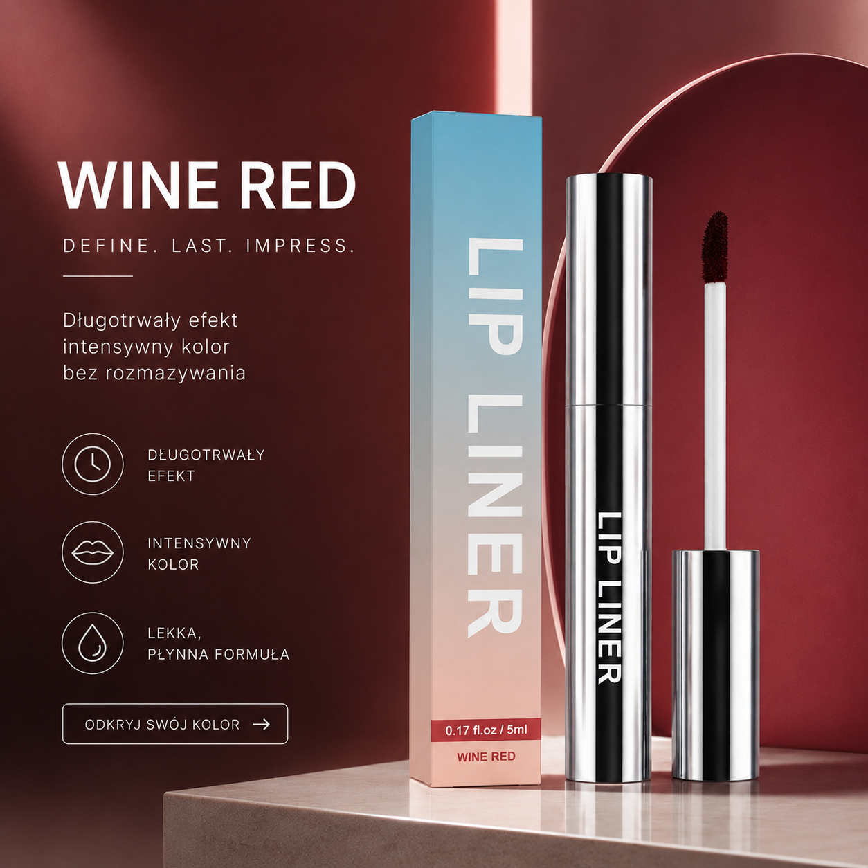 Peel Off Lip Liner – Wodoodporna Płynna Pomadka do Ust 5ml  Long Lasting & Moisturizing