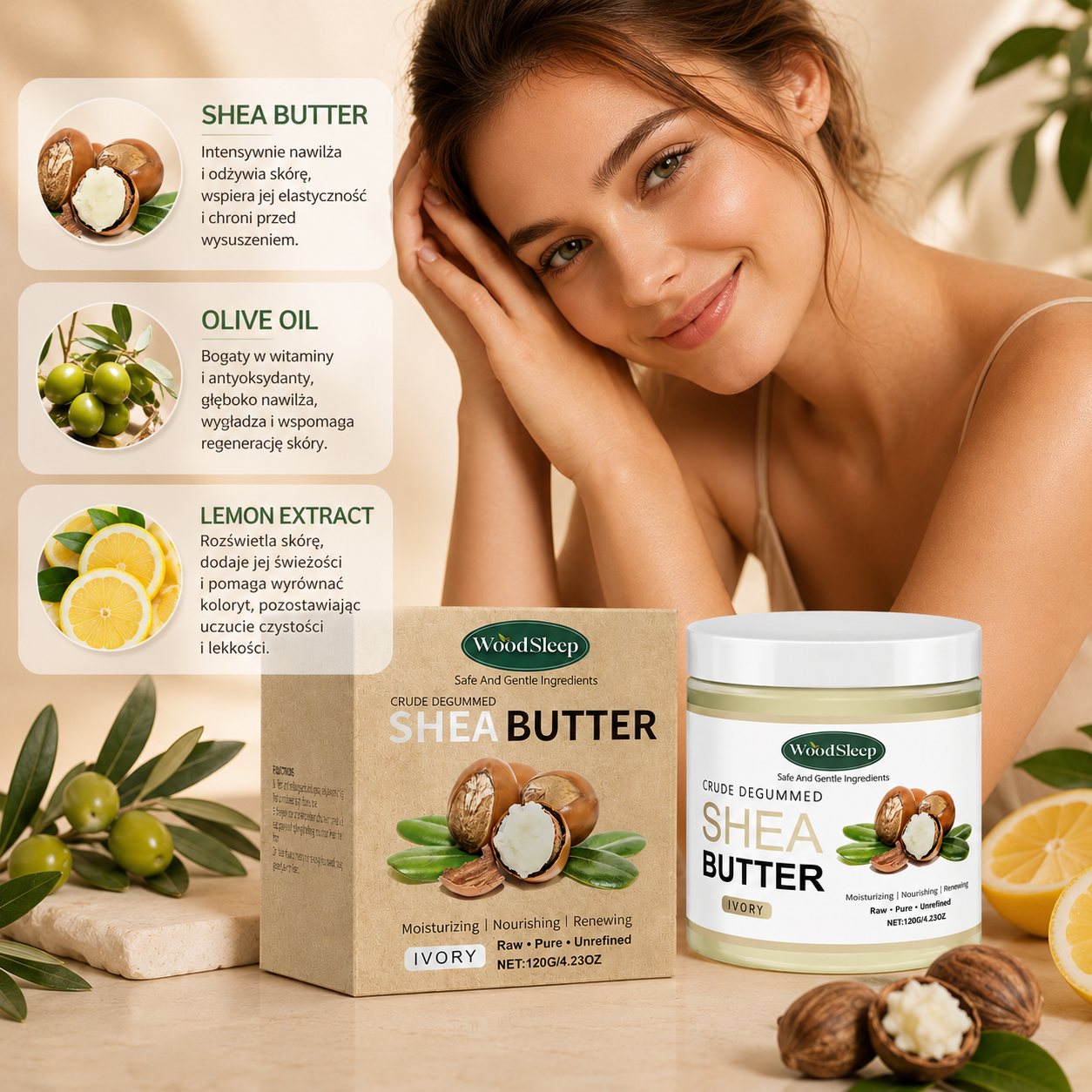 Naturalne Masło Shea Głębokie Nawilżenie Ciała i Twarzy 120g