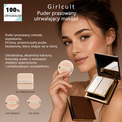 Girlcult Puder Prasowany Utrwalający Makijaż – Lekki, Matujący, Soft Focus, Naturalne Wykończenie