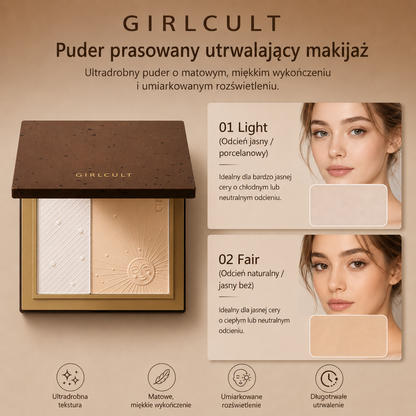 Girlcult Puder Prasowany Utrwalający Makijaż – Lekki, Matujący, Soft Focus, Naturalne Wykończenie