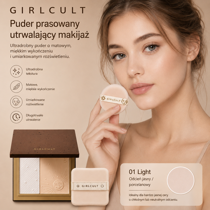 Girlcult Puder Prasowany Utrwalający Makijaż – Lekki, Matujący, Soft Focus, Naturalne Wykończenie