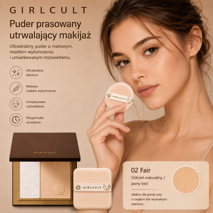 Girlcult Puder Prasowany Utrwalający Makijaż – Lekki, Matujący, Soft Focus, Naturalne Wykończenie