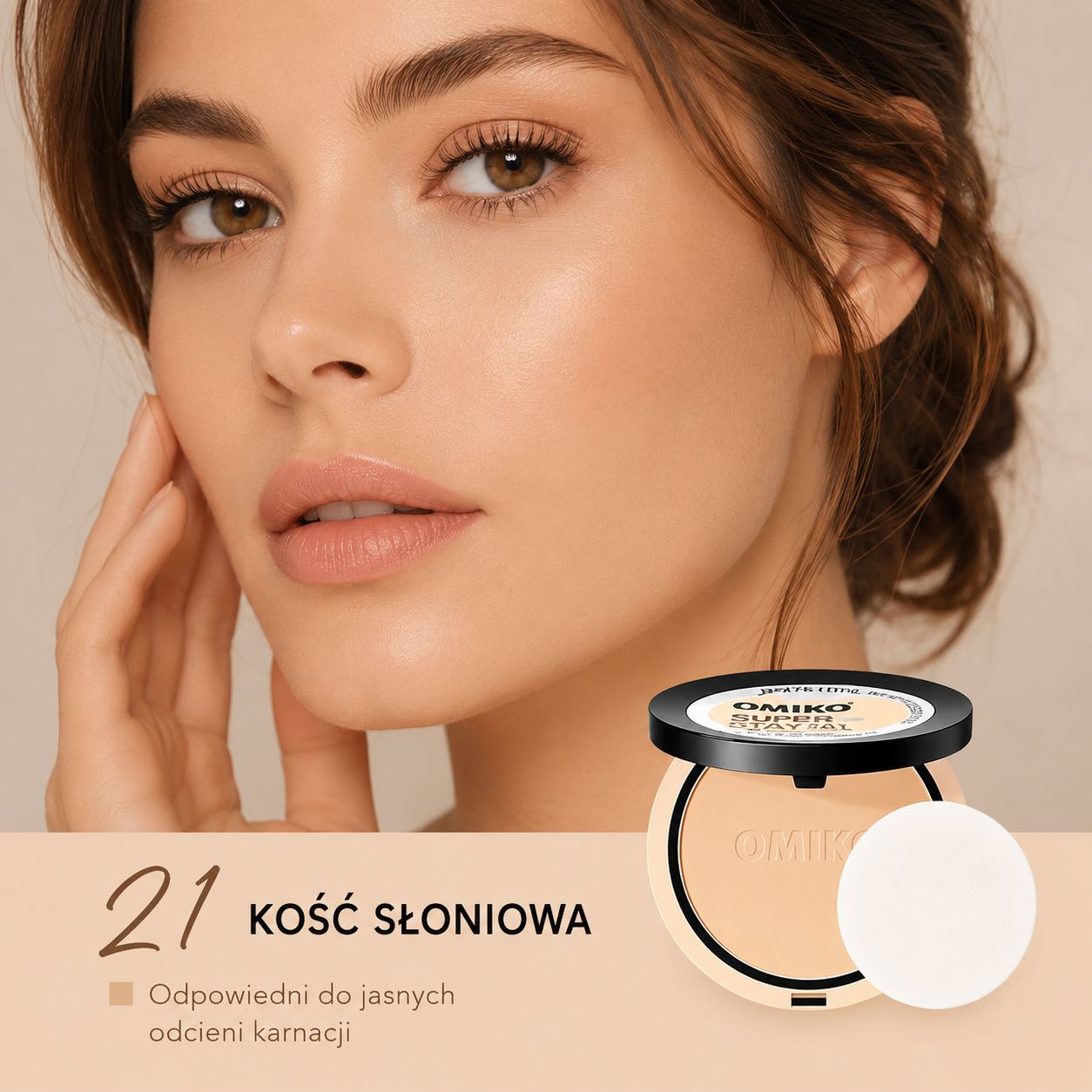 Puder Prasowany 3 Kolory – Matujący Puder Mineralny do Twarzy - Długotrwały Efekt, Konturowanie i Wygładzenie