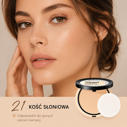 Puder Prasowany 3 Kolory – Matujący Puder Mineralny do Twarzy - Długotrwały Efekt, Konturowanie i Wygładzenie