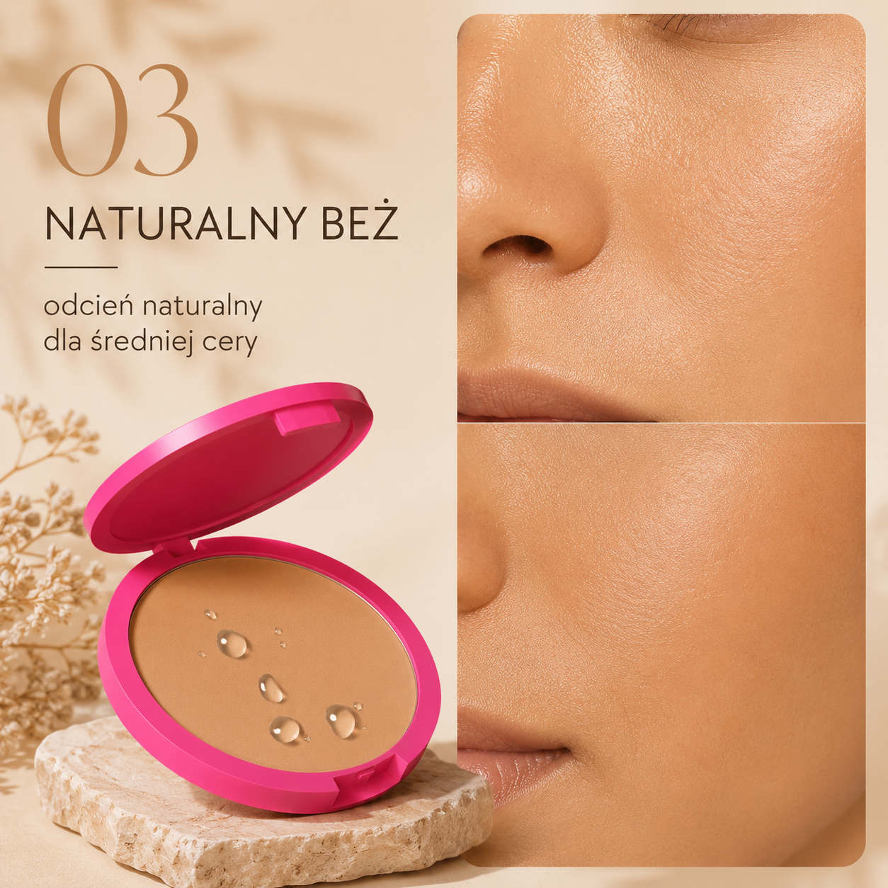 Natural Matte Pressed Powder – Matujący Puder Prasowany Oil Control - Kryjący i Wygładzający