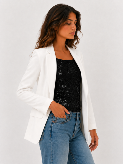 Damski top z cekinami na ramiączkach – krótki crop top z odkrytymi plecami