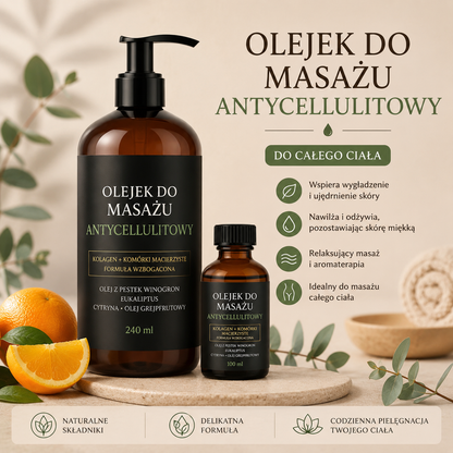 Olejek do Masażu Antycellulitowego 100ml/240ml – Nawilżający Olejek SPA z Kolagenem