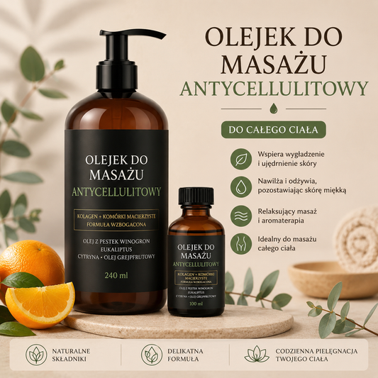 Olejek do Masażu Antycellulitowego 100ml/240ml – Nawilżający Olejek SPA z Kolagenem