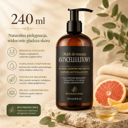 Olejek do Masażu Antycellulitowego 100ml/240ml – Nawilżający Olejek SPA z Kolagenem