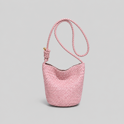 Pleciona Torebka Damska Bucket z Ekoskóry PU – Modna Torebka na Ramię i Crossbody