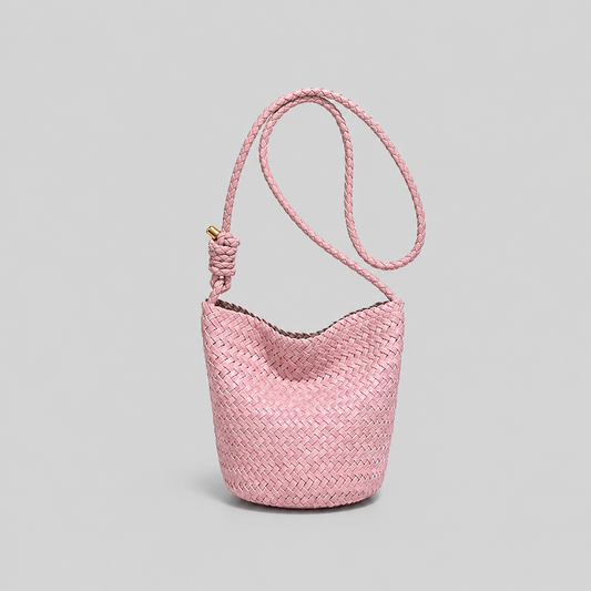 Pleciona Torebka Damska Bucket z Ekoskóry PU – Modna Torebka na Ramię i Crossbody