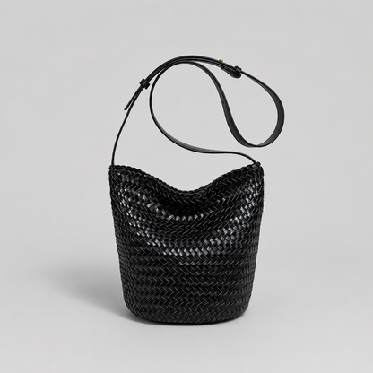 Pleciona Torebka Damska Bucket z Ekoskóry PU – Modna Torebka na Ramię i Crossbody