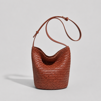 Pleciona Torebka Damska Bucket z Ekoskóry PU – Modna Torebka na Ramię i Crossbody