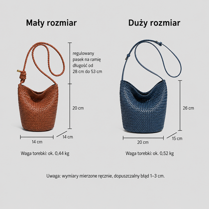Pleciona Torebka Damska Bucket z Ekoskóry PU – Modna Torebka na Ramię i Crossbody