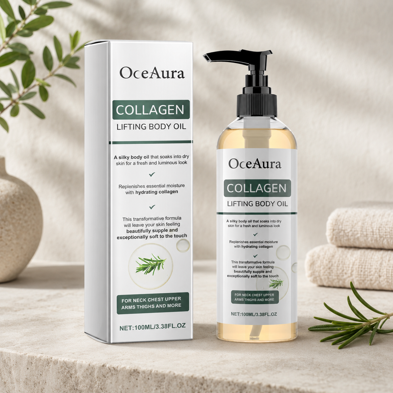 Kolagenowy Olejek Ujędrniający do Ciała 100 ml – Nawilżenie i Wygładzenie - OceAura