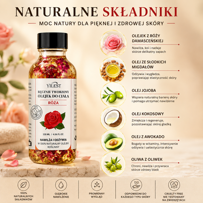 Różany Olejek do Ciała 120 ml – Nawilżający Olejek z Jojobą i Migdałami