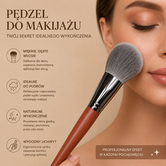 Profesjonalny Pędzel do Pudru i Różu – Miękkie Włosie Premium