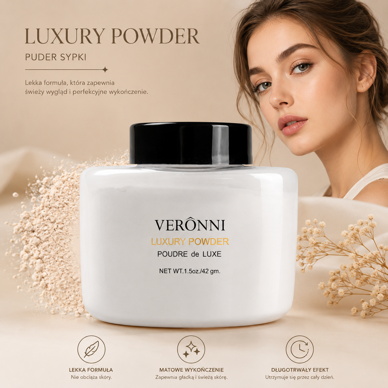 VERONNI Loose Powder – Matujący Puder Sypki Banana Powder 42 g